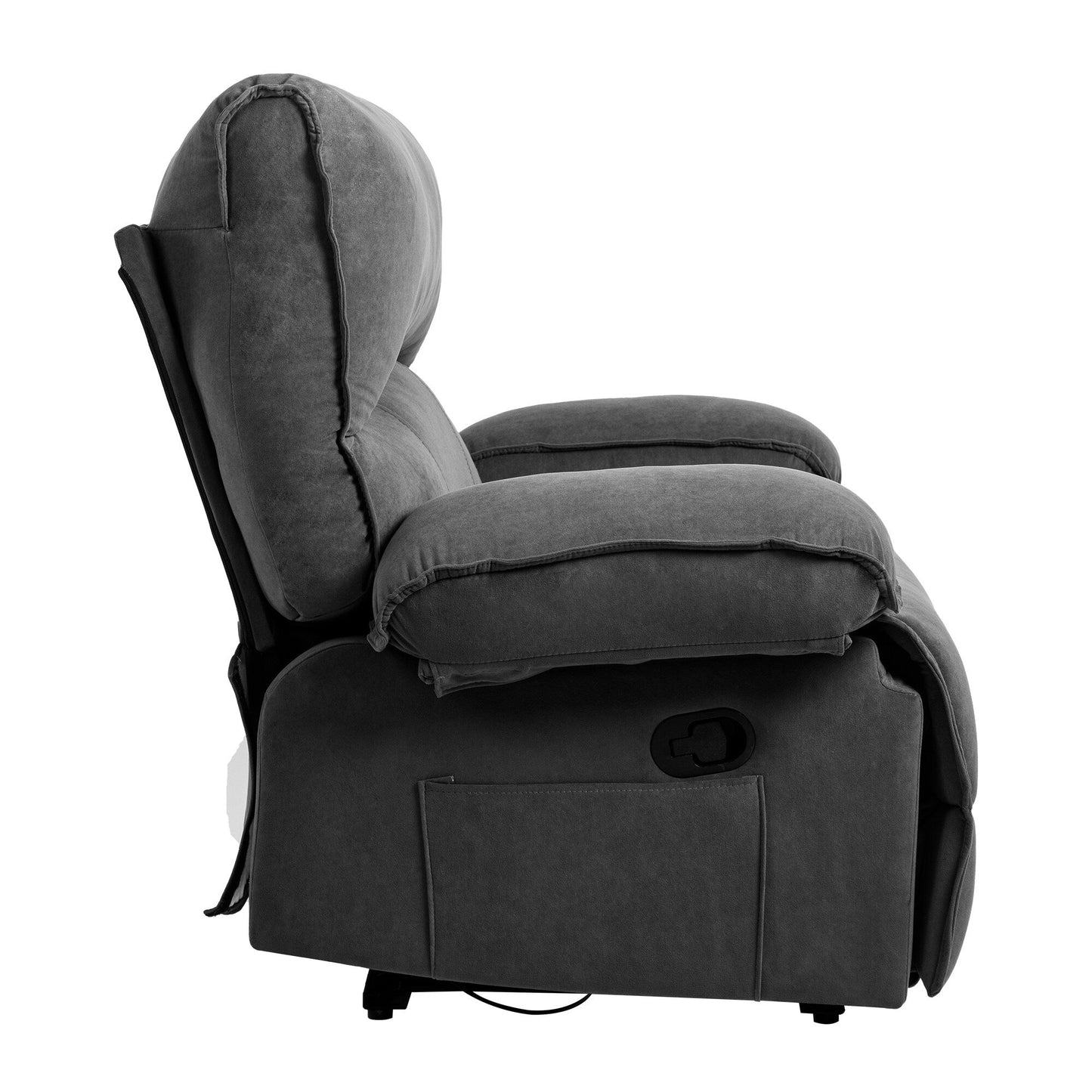 Oversized Manual Recliner Chair Push Back Sofa Velvet Lounge Chair with Massage Pillow for Living Room