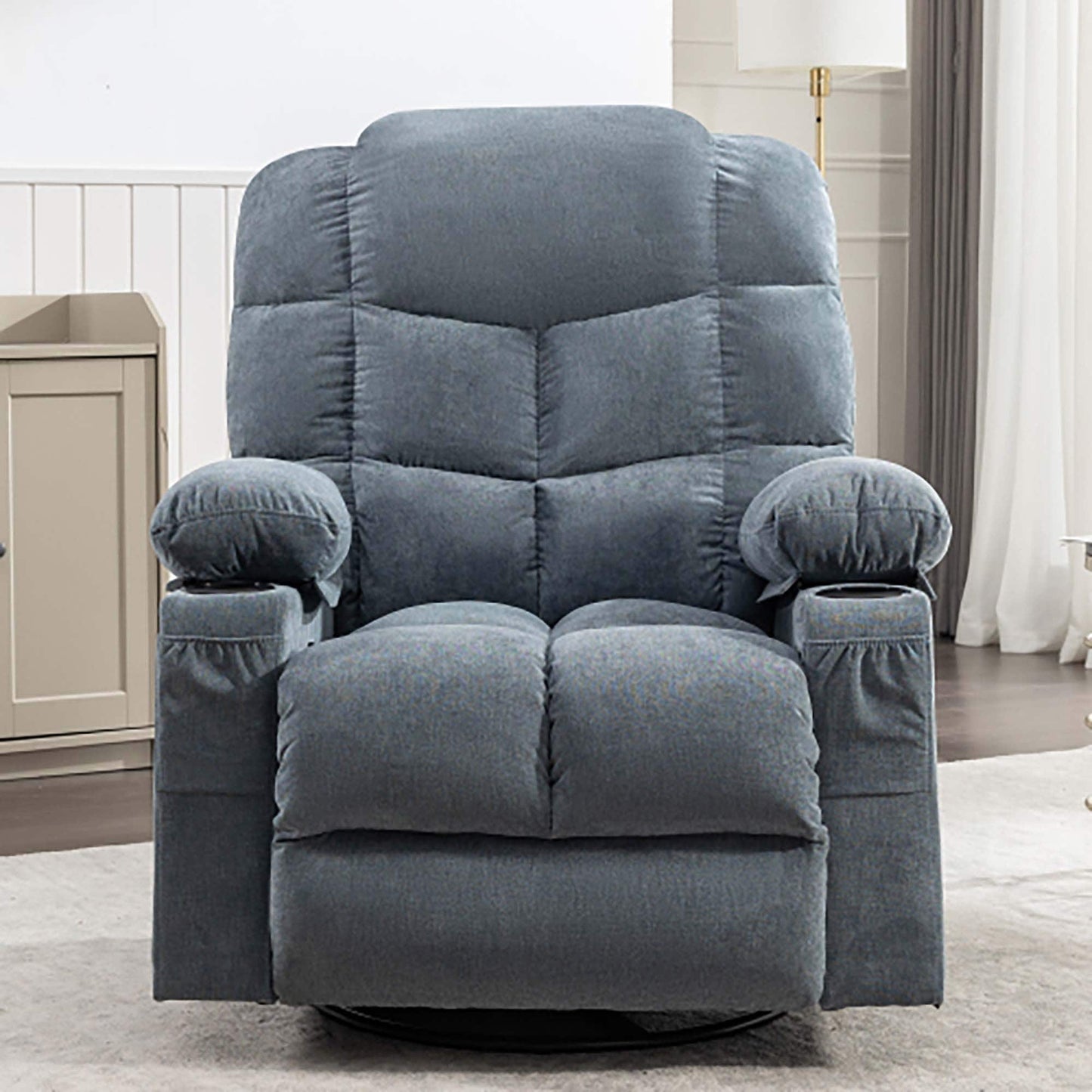 Oversized Massage Rocker Recliner Chair with 2 Cup Holders