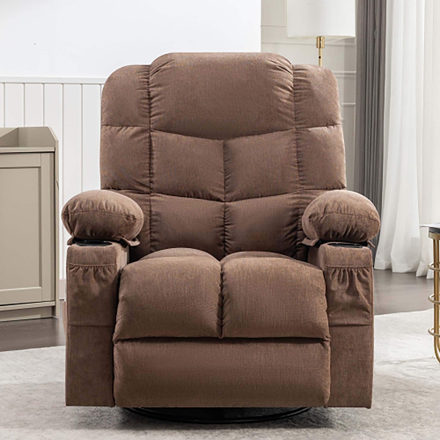 Oversized Massage Rocker Recliner Chair with 2 Cup Holders