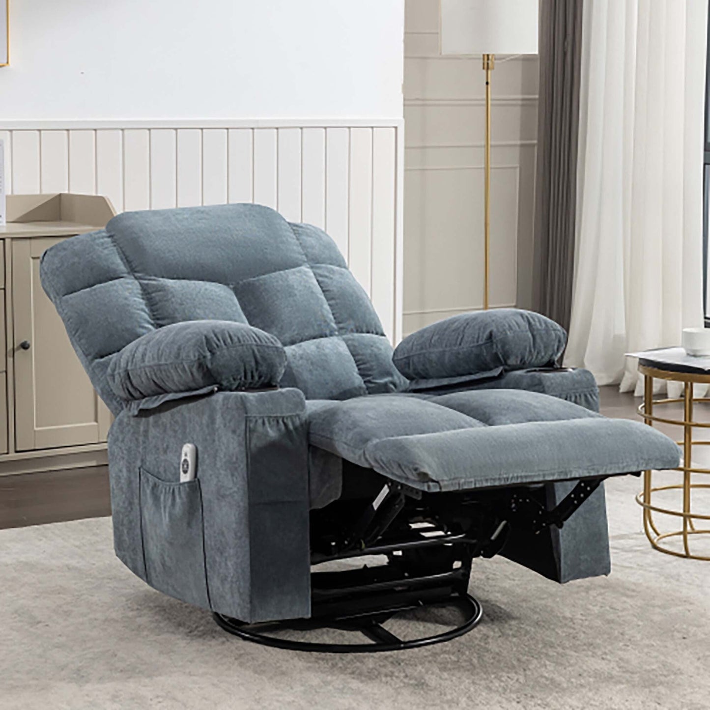 Oversized Massage Rocker Recliner Chair with 2 Cup Holders