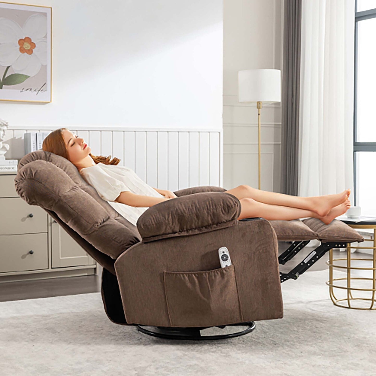 Oversized Massage Rocker Recliner Chair with 2 Cup Holders