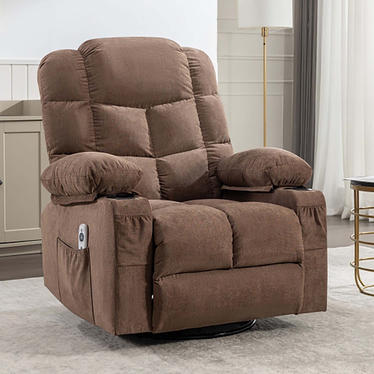 Oversized Massage Rocker Recliner Chair with 2 Cup Holders