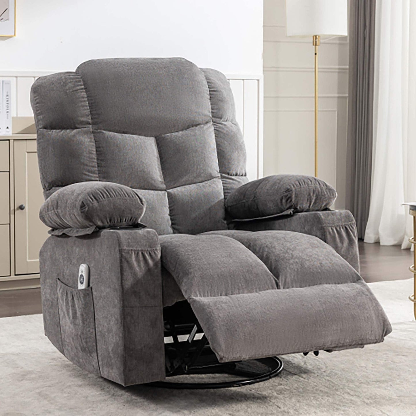 Oversized Massage Rocker Recliner Chair with 2 Cup Holders