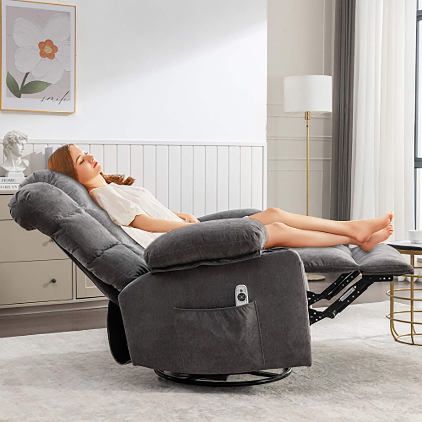 Oversized Massage Rocker Recliner Chair with 2 Cup Holders