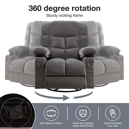 Oversized Massage Rocker Recliner Chair with 2 Cup Holders