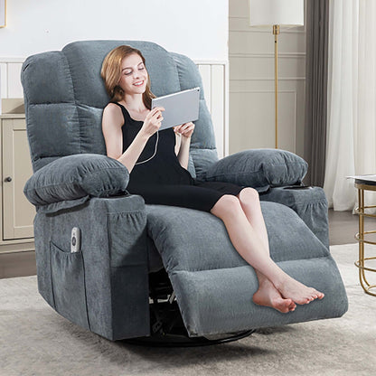 Oversized Massage Rocker Recliner Chair with 2 Cup Holders