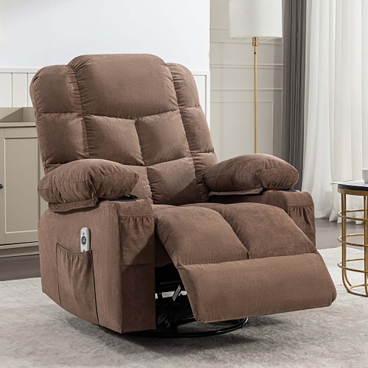 Oversized Massage Rocker Recliner Chair with 2 Cup Holders
