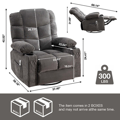 Oversized Massage Rocker Recliner Chair with 2 Cup Holders
