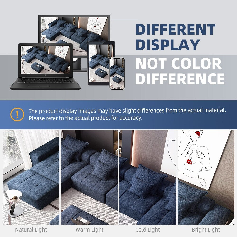 Oversized Modular Chenille 6-Seat Sectional Sofa with Cushions and 8 Pillows for Living Room