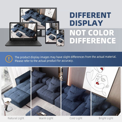 Oversized Modular Chenille 6-Seat Sectional Sofa with Cushions and 8 Pillows for Living Room