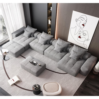 Oversized Modular Chenille 6-Seat Sectional Sofa with Cushions and 8 Pillows for Living Room