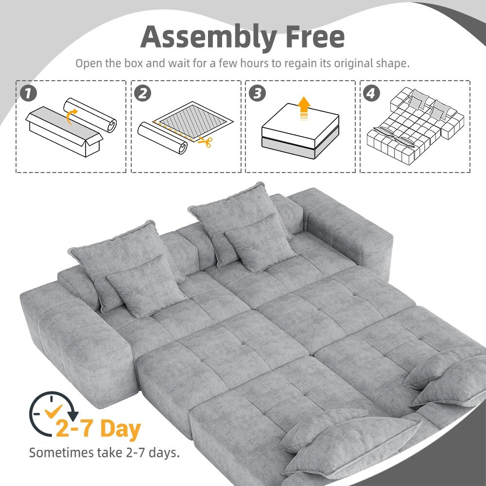 Oversized Modular Chenille 6-Seat Sectional Sofa with Cushions and 8 Pillows for Living Room