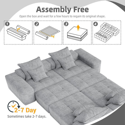 Oversized Modular Chenille 6-Seat Sectional Sofa with Cushions and 8 Pillows for Living Room
