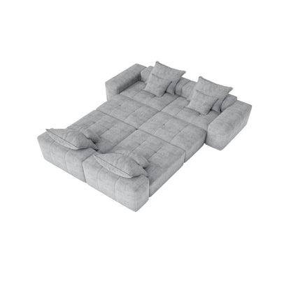 Oversized Modular Chenille 6-Seat Sectional Sofa with Cushions and 8 Pillows for Living Room