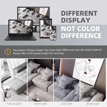 Oversized Modular Chenille 6-Seat Sectional Sofa with Cushions and 8 Pillows for Living Room