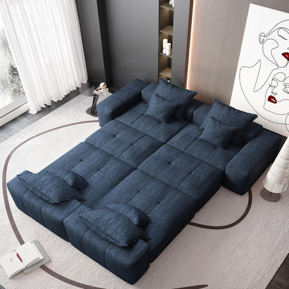 Oversized Modular Chenille 6-Seat Sectional Sofa with Cushions and 8 Pillows for Living Room