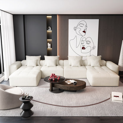 Oversized Modular Chenille 6-Seat Sectional Sofa with Cushions and 8 Pillows for Living Room