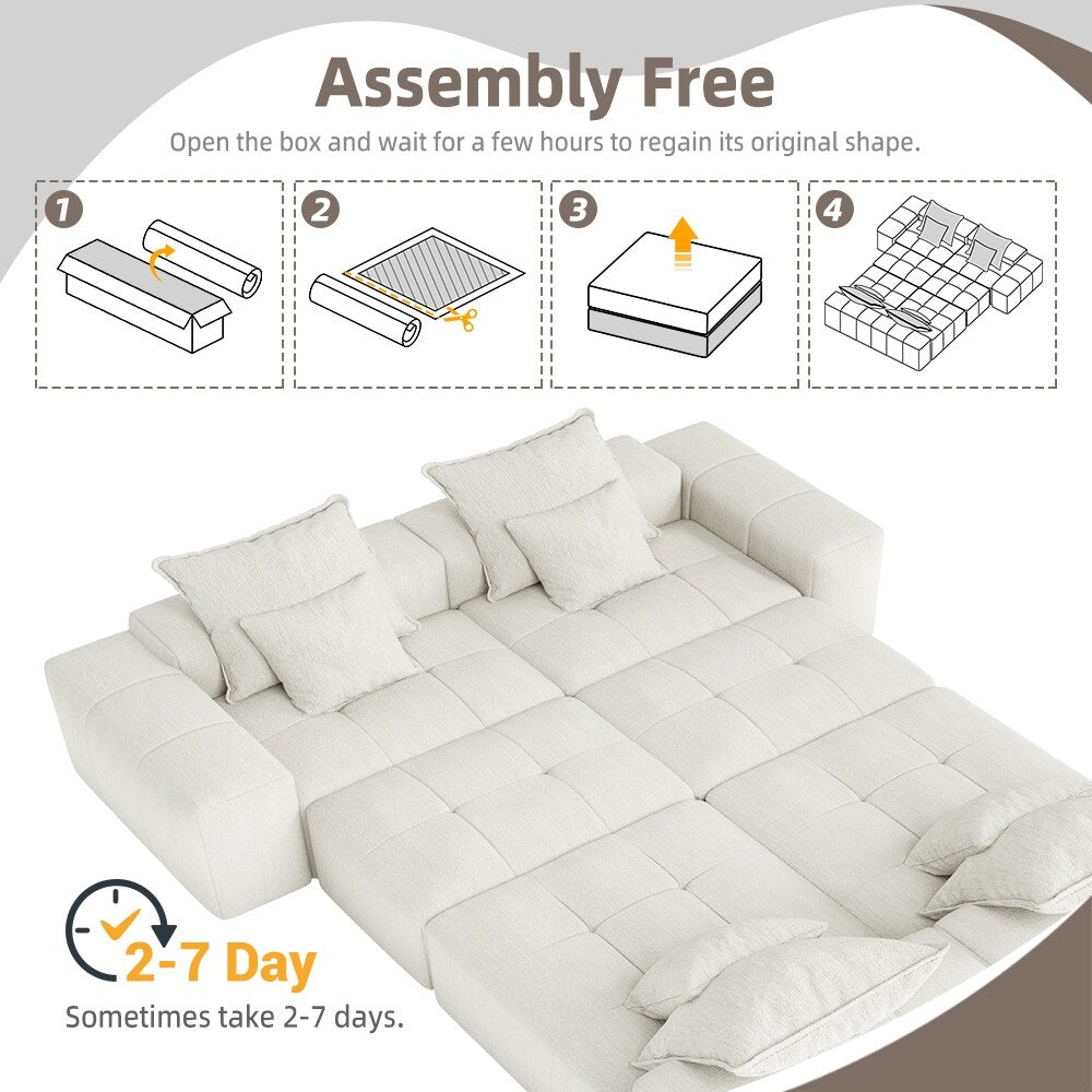 Oversized Modular Chenille 6-Seat Sectional Sofa with Cushions and 8 Pillows for Living Room