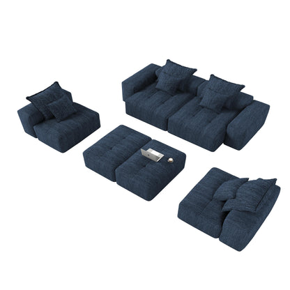Oversized Modular Chenille 6-Seat Sectional Sofa with Cushions and 8 Pillows for Living Room