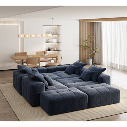 Oversized Modular Chenille 6-Seat Sectional Sofa with Cushions and 8 Pillows for Living Room
