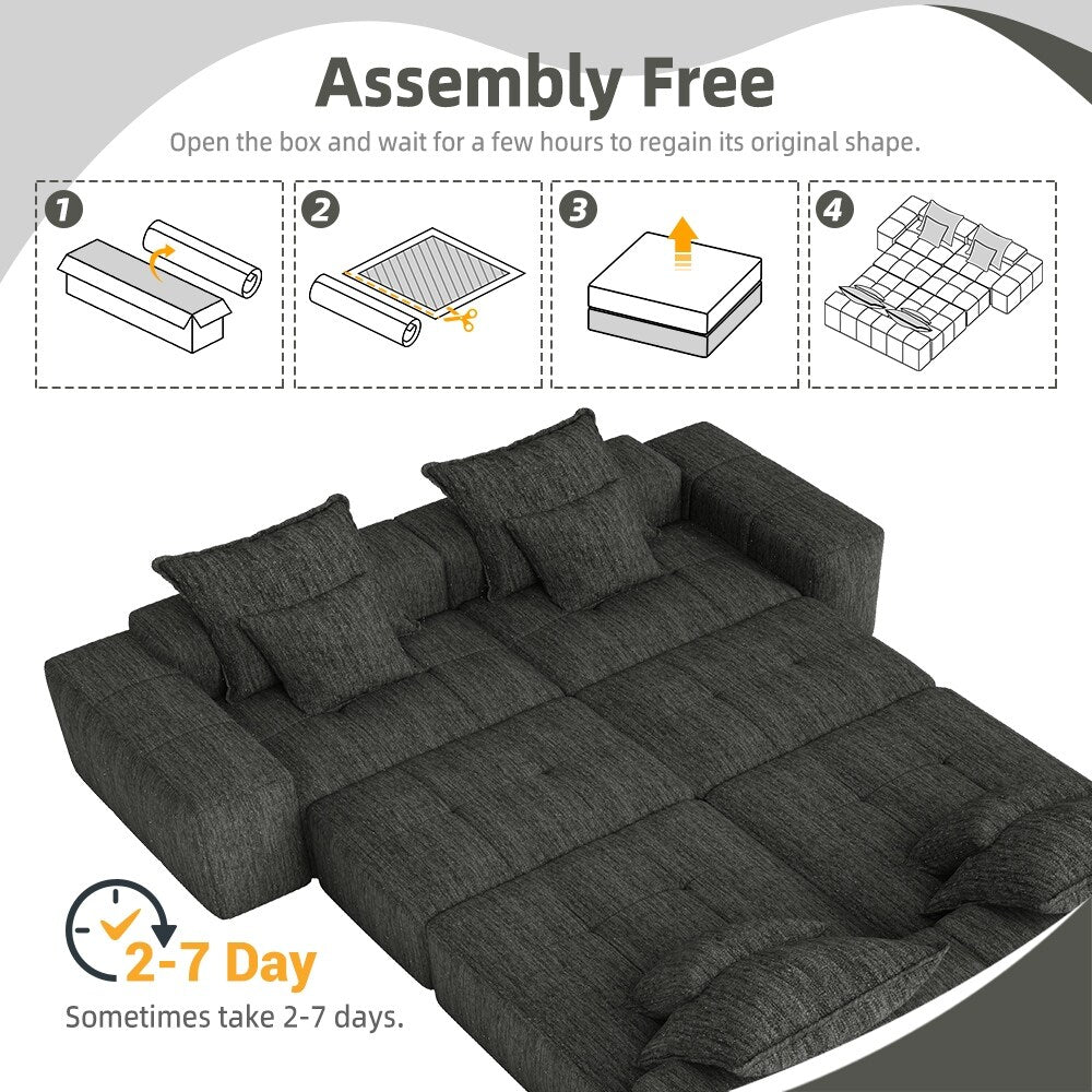 Oversized Modular Chenille 6-Seat Sectional Sofa with Cushions and 8 Pillows for Living Room