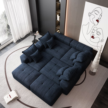 Oversized Modular Chenille 6-Seat Sectional Sofa with Cushions and 8 Pillows for Living Room