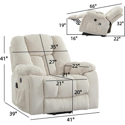 Oversized Power Assist Lift Recliner Chair With Massage and Heating with 2 Concealed Cup Holders for Elderly
