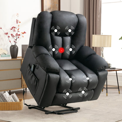 Oversized Power Assist Lift Recliner Chair With Massage and Heating with 2 Concealed Cup Holders for Elderly