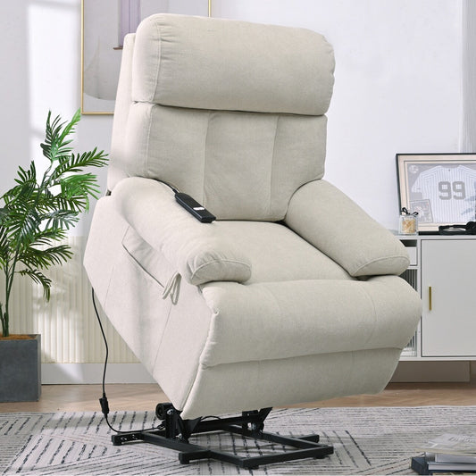 Oversized Power Lift Recliner Chair For Elderly,Reclining Sofa Chair With Remote Control,Side Pocket,Spacious Seat