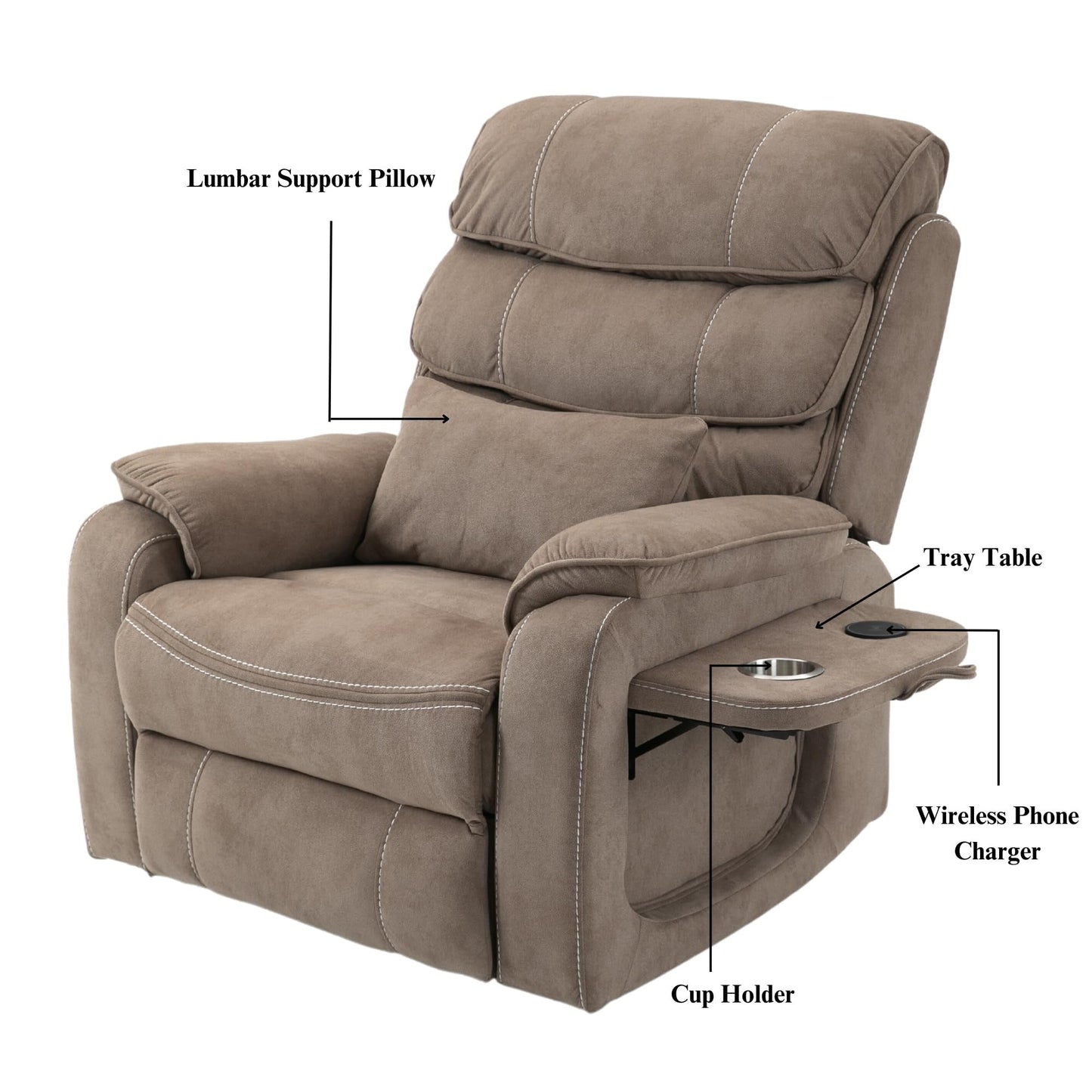 Oversized Power Lift Recliner Chair Heat  Massage, 180 Lying Flat