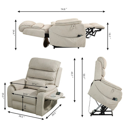 Oversized Power Lift Recliner Chair Heat  Massage, 180 Lying Flat