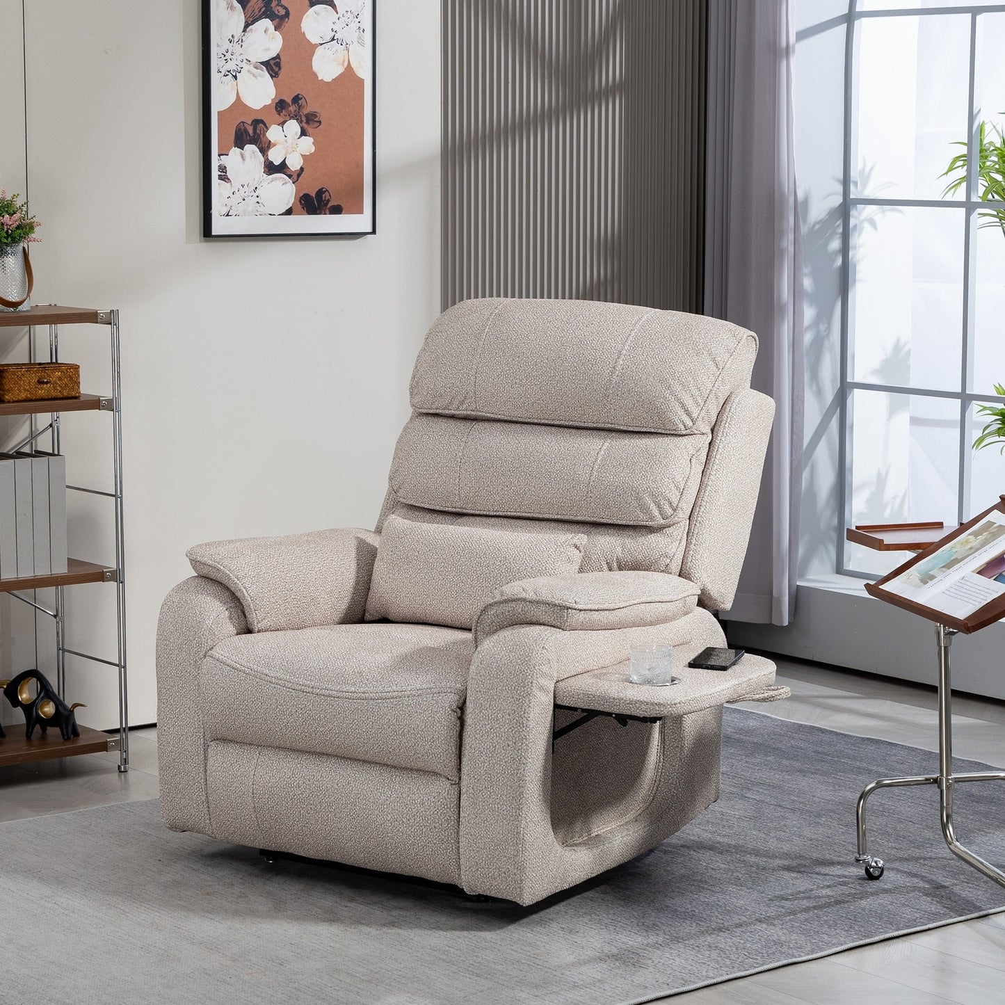 Oversized Power Lift Recliner Chair Heat  Massage, 180 Lying Flat