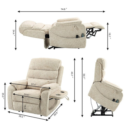 Oversized Power Lift Recliner Chair Heat  Massage, 180 Lying Flat