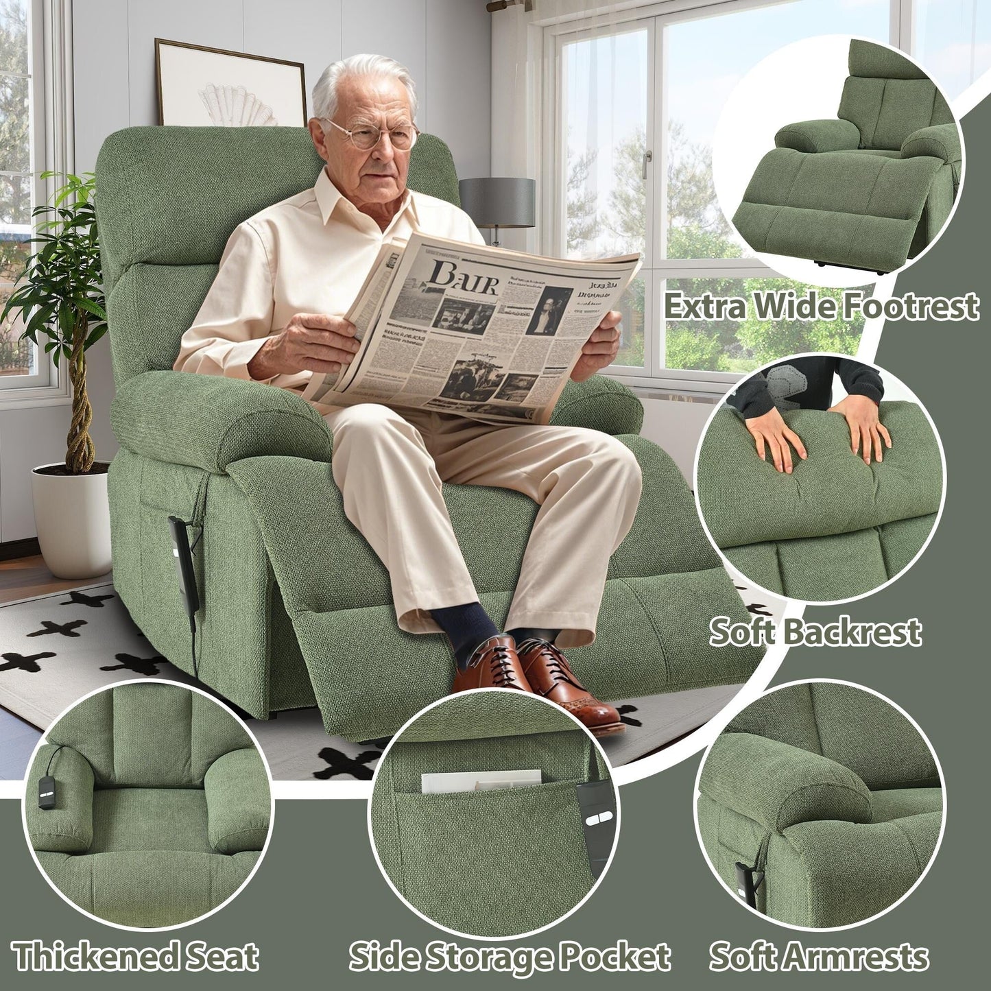 Oversized Power Lift Recliner Chair for Elderly