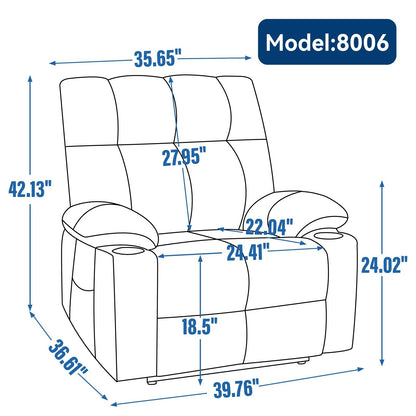 Oversized Power Lift Recliner Chair with Dual Motor, Massage & Lumbar Heat, Chenille Upholstery, Dual Cup Holders & Side Pockets