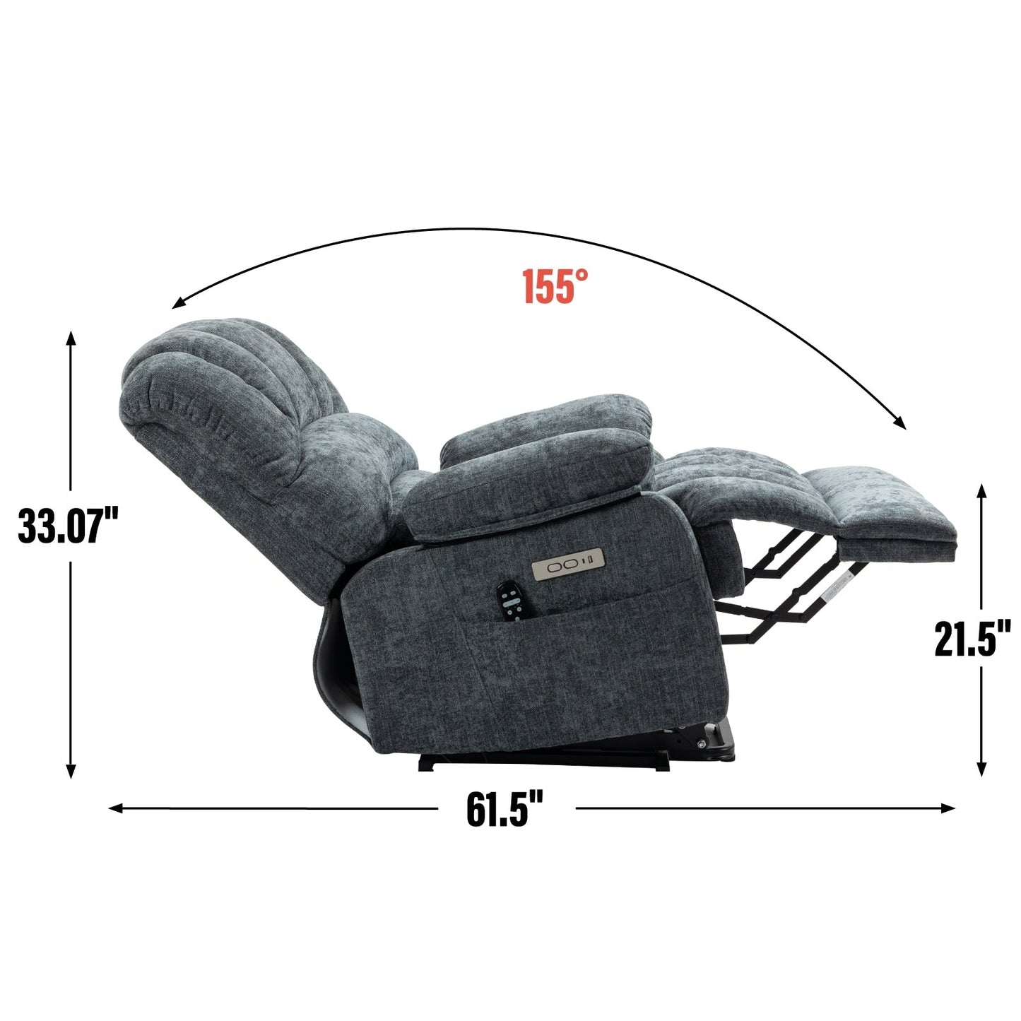 Oversized Power Lift Recliner Chair with Massage, Heat, 8-Point Vibration, Lumbar Heating, USB Port, Dual Side Pockets