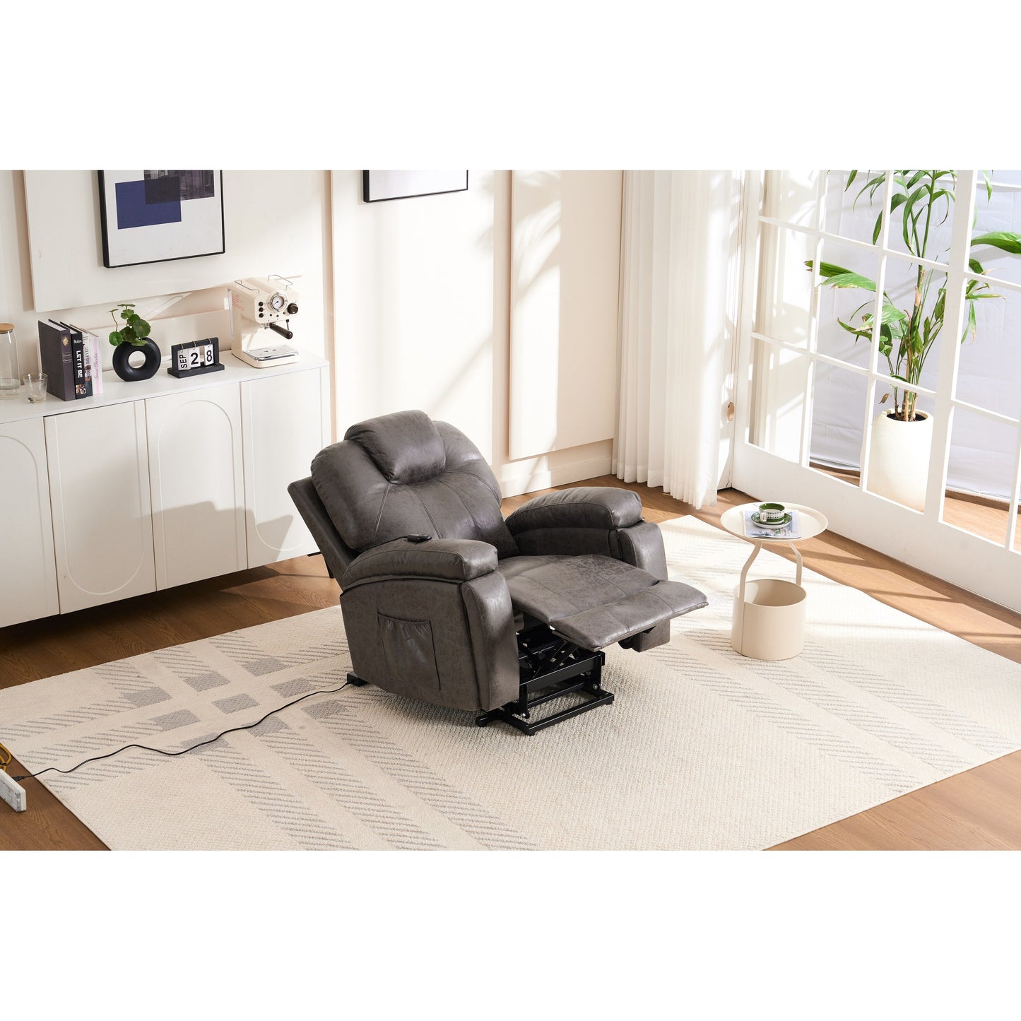 Oversized Power Lift Recliner Chair with Silent Electric Motor and Massage Function, Tool-Free Assembly