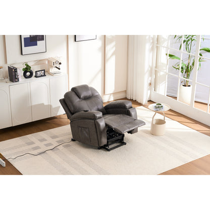 Oversized Power Lift Recliner Chair with Silent Electric Motor and Massage Function, Tool-Free Assembly