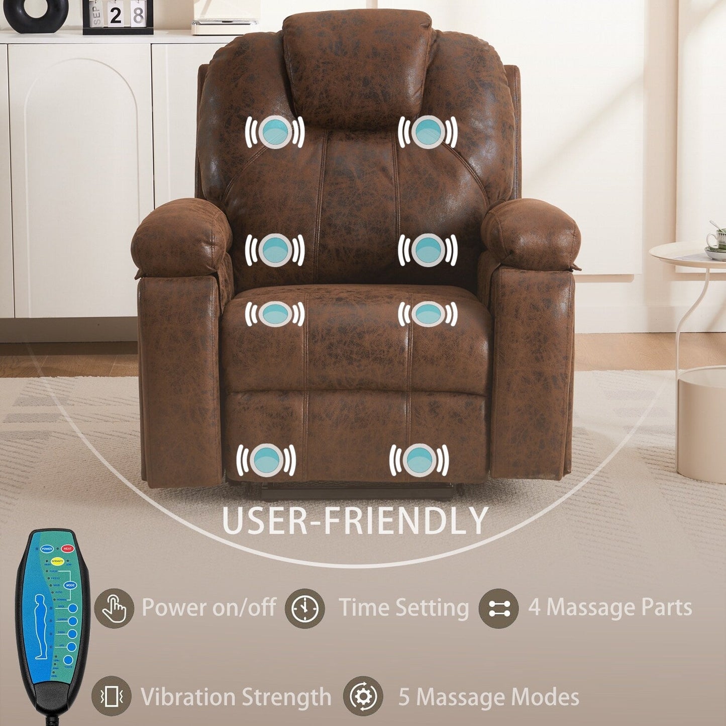 Oversized Power Lift Recliner Chair with Silent Motor & Massage