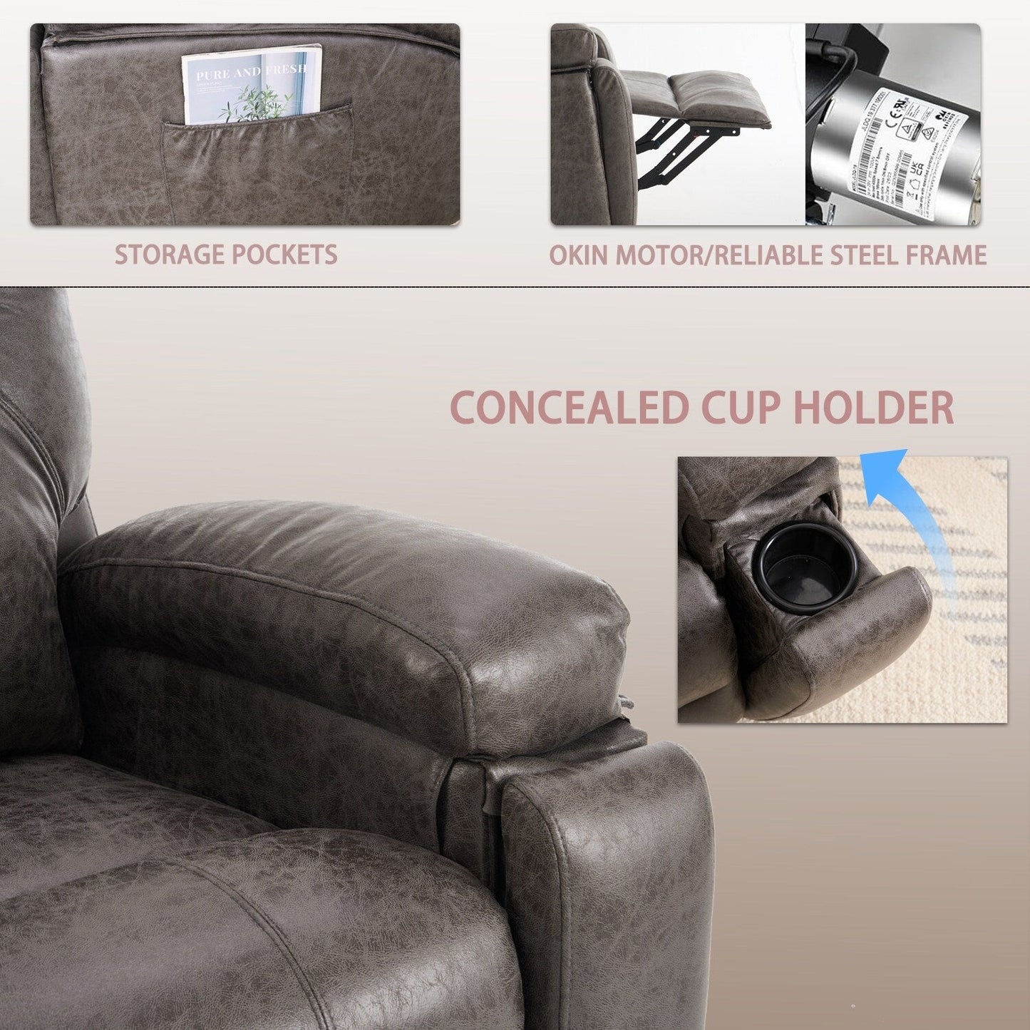 Oversized Power Lift Recliner Chair with Silent Motor & Massage