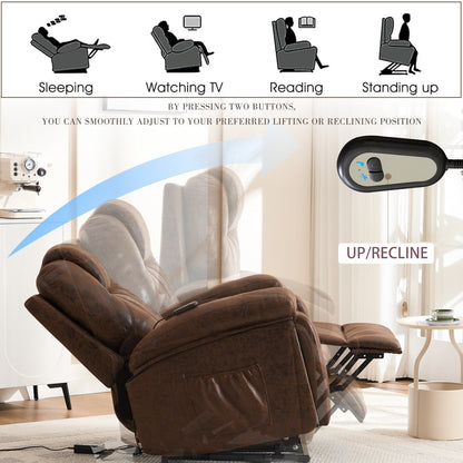 Oversized Power Lift Recliner Chair with Silent Motor & Massage