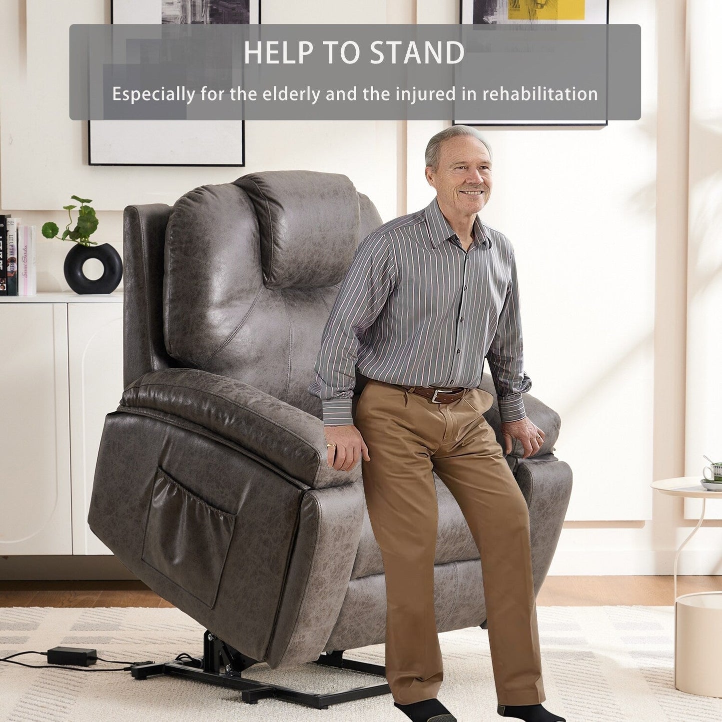 Oversized Power Lift Recliner Chair with Silent Motor & Massage