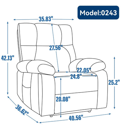 Oversized Power Lift Recliner with Dual Motors, Heat & Massage Functions, Infinite Position Recline, Hidden Cup Holders