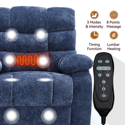 Oversized Power Lift Recliner with Dual Motors, Heat & Massage, Infinite Recline (350LBS Capacity), Remote Control