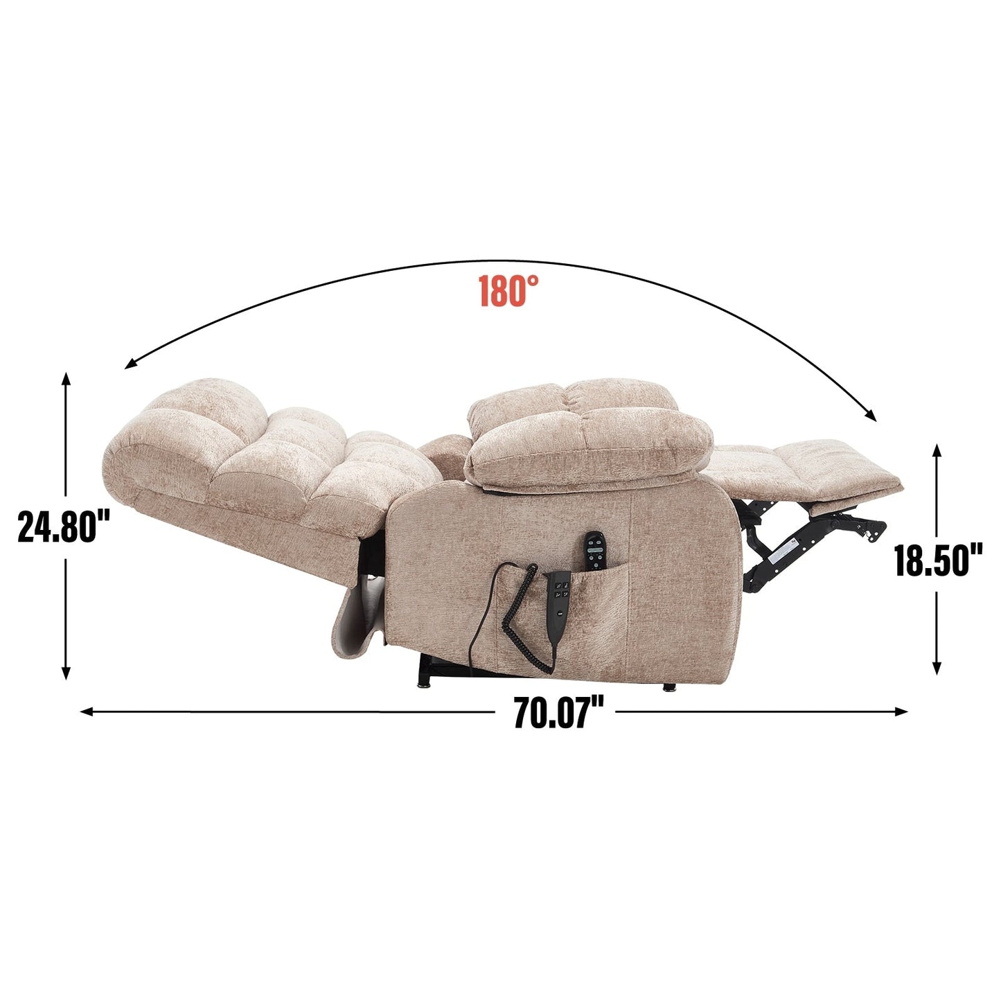 Oversized Power Lift Recliner with Dual Motors, Heat & Massage, Infinite Recline (350LBS Capacity), Remote Control