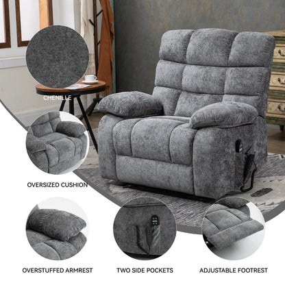 Oversized Power Lift Recliner with Dual Motors, Heat & Massage, Infinite Recline (350LBS Capacity), Remote Control