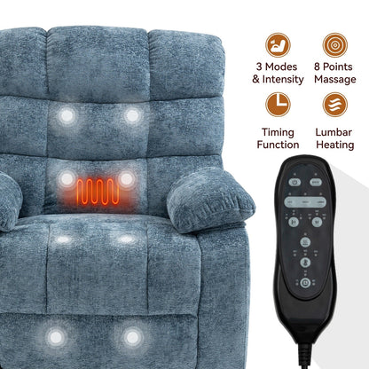 Oversized Power Lift Recliner with Dual Motors, Heat & Massage, Infinite Recline (350LBS Capacity), Remote Control