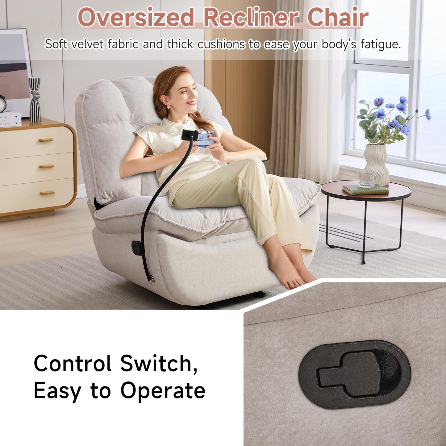 Oversized Rocker Recliner Chairs for Adults 400lbs