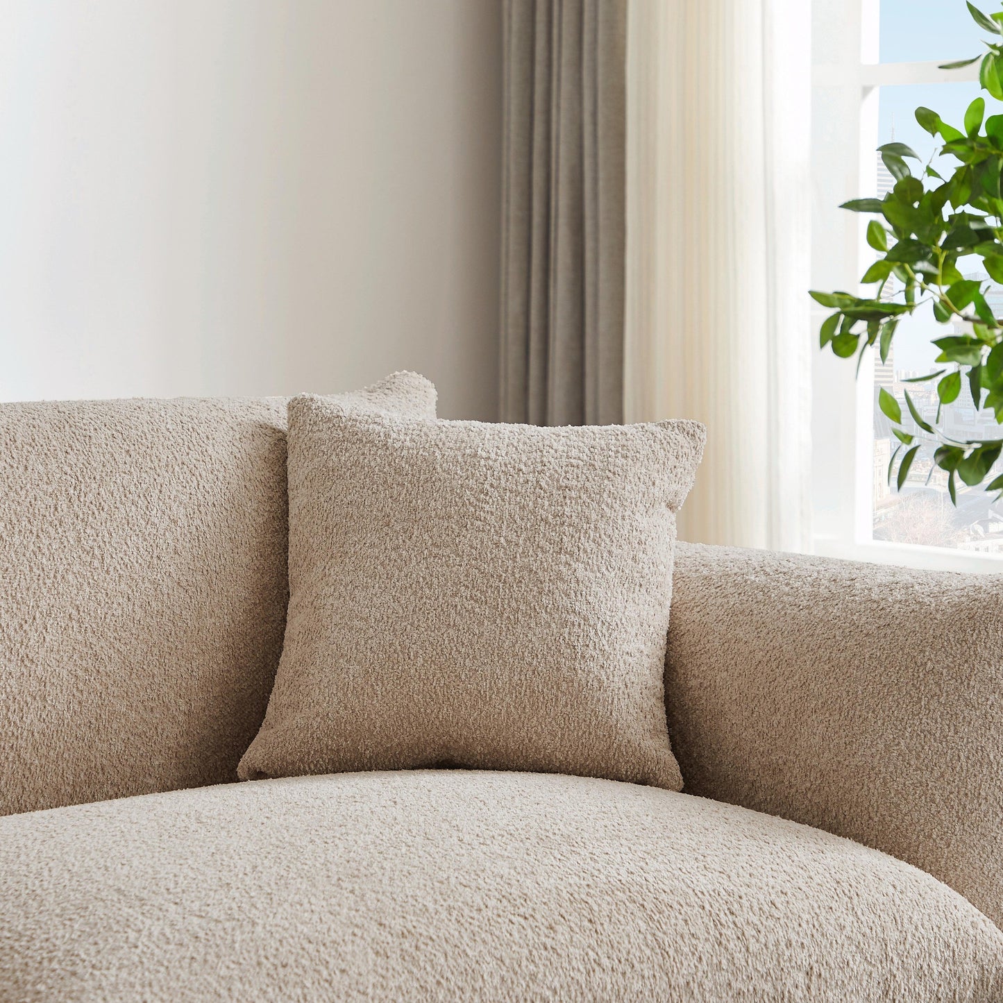 Oversized Sherpa Sofa - Solid Wood Frame & 2 Pillows