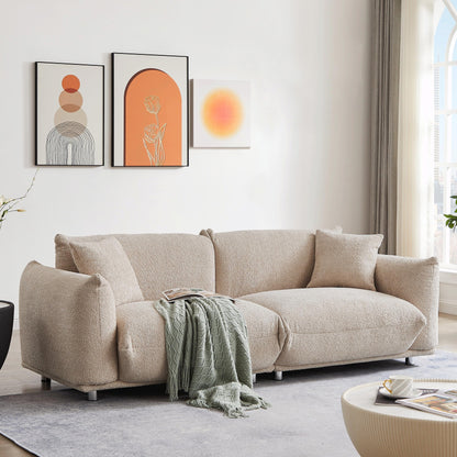 Oversized Sherpa Sofa - Solid Wood Frame & 2 Pillows